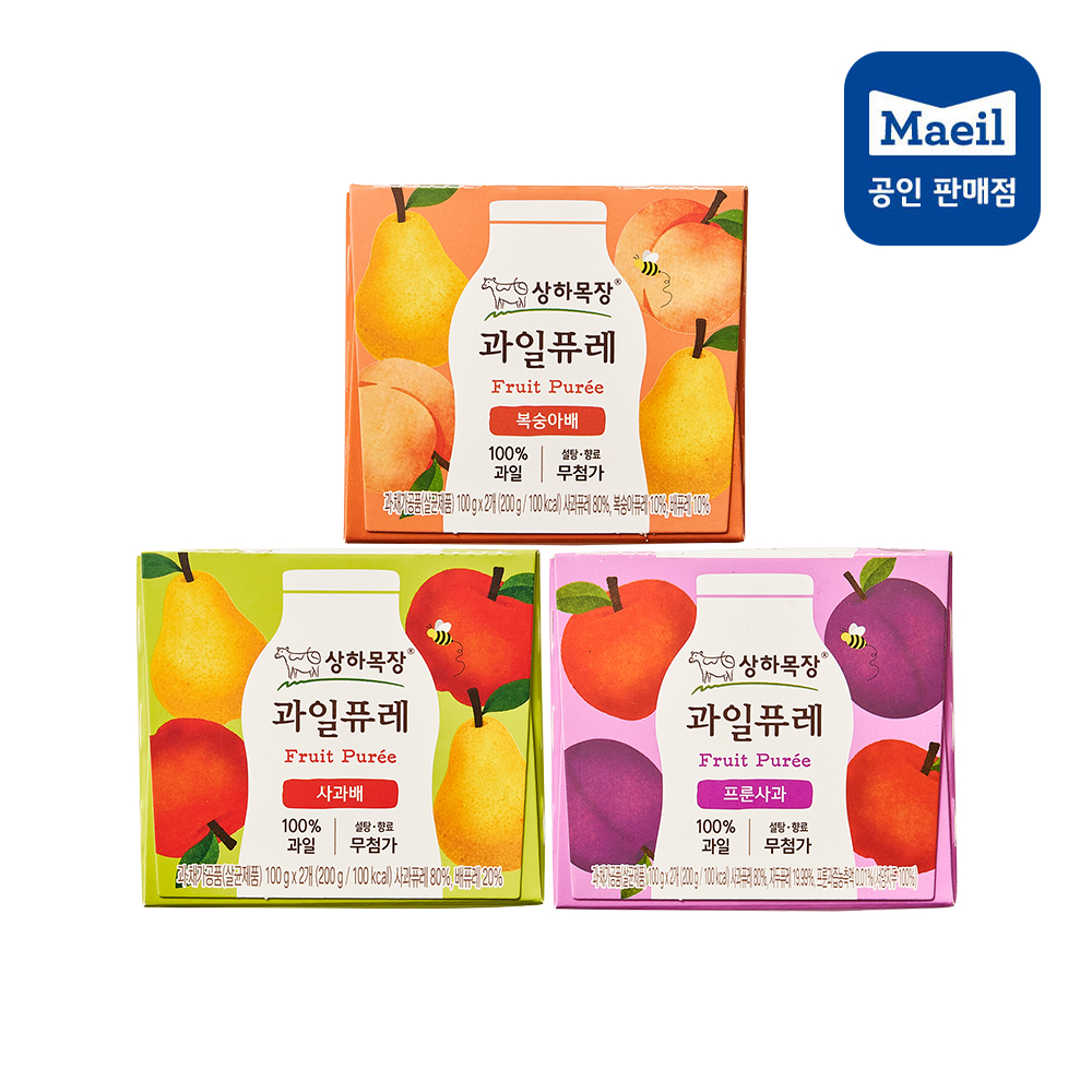 [매일유업] 상하목장 과일퓨레 200g 사과배/복숭아배/프룬사과 6팩
