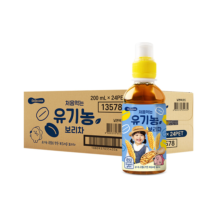 [베베쿡] 처음먹는 유기농 보리차 PET 1박스(200ml*24개)