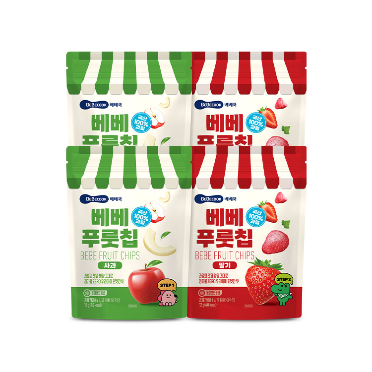[베베쿡] 리얼푸룻칩 4봉 (사과2+딸기2)