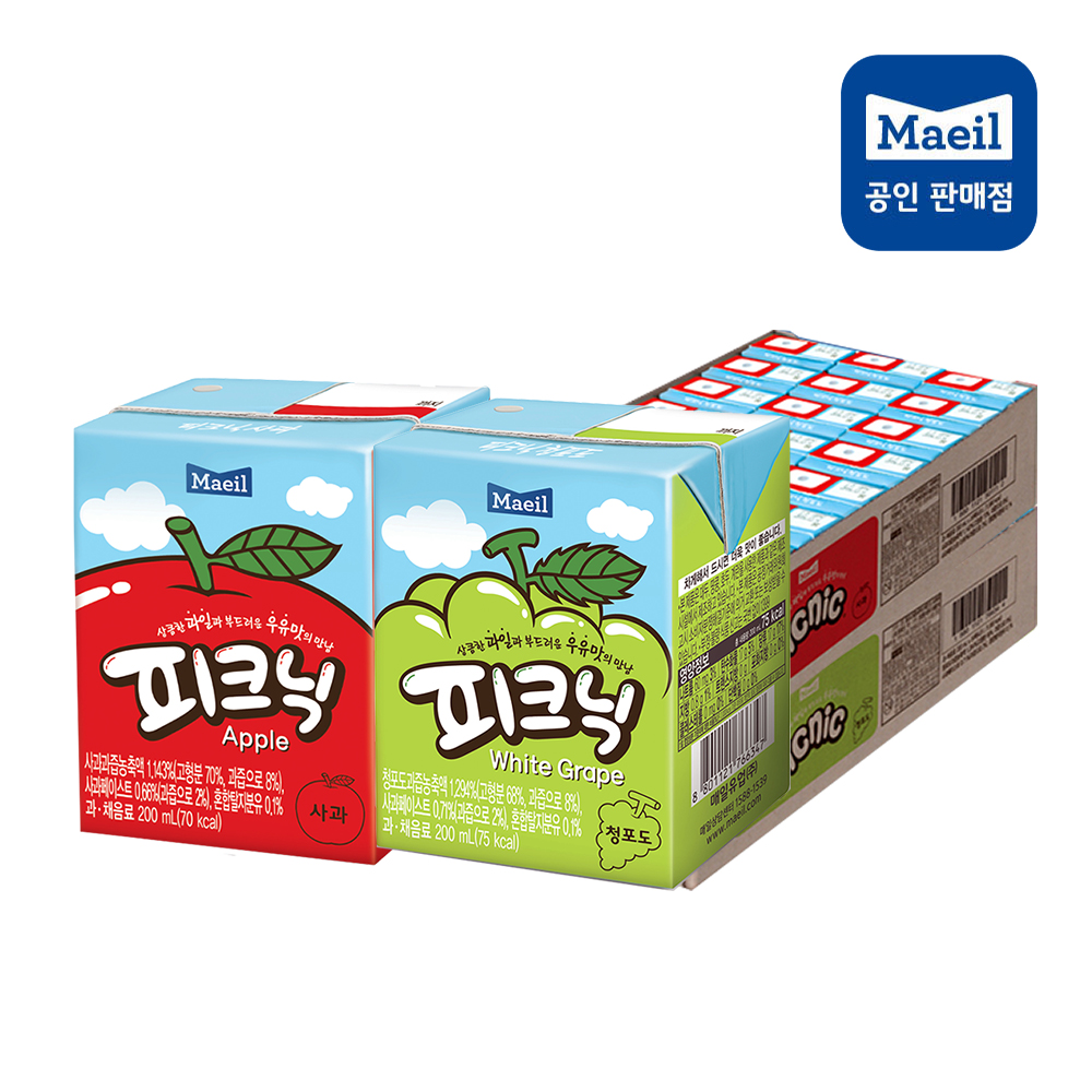 [매일유업] 피크닉 사과 / 청포도 200ml 24팩