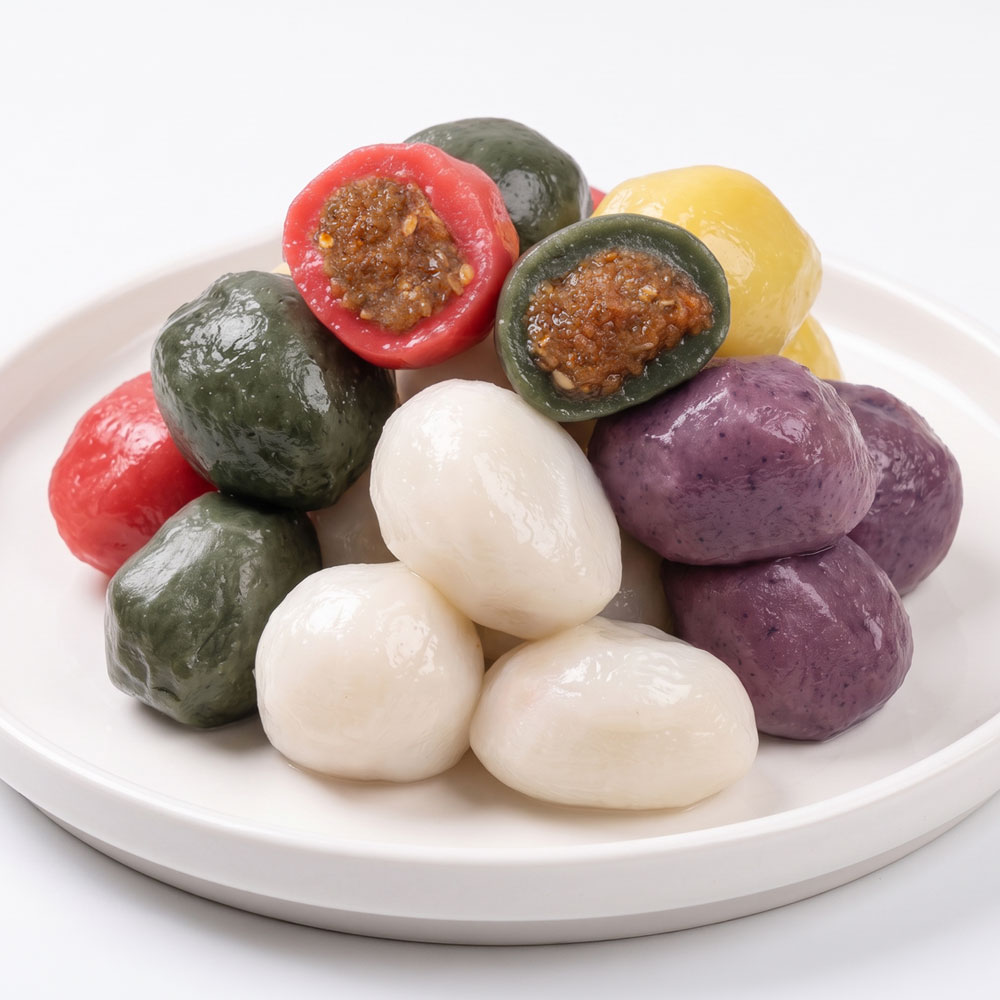 [시루조아] 무착색료 찹쌀 깨송편 500g×2팩 흰/쑥/오색 개별포장 떡