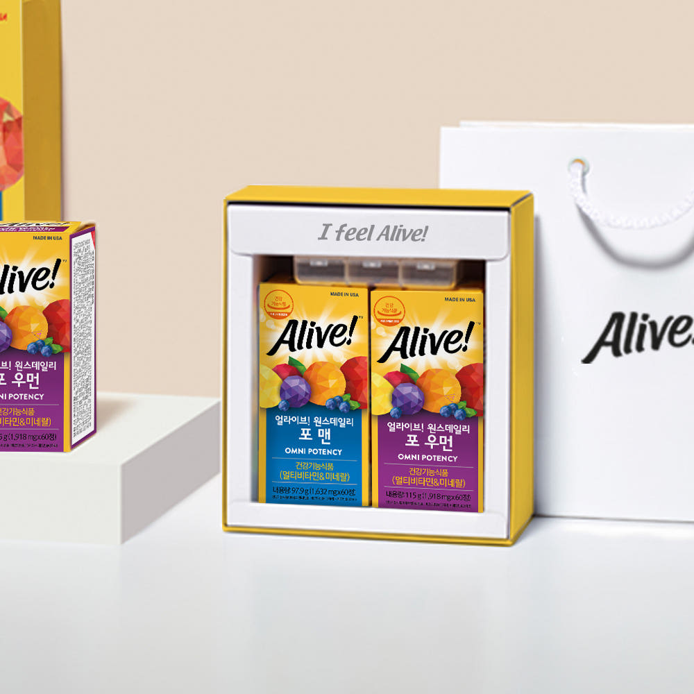 [얼라이브] [선물세트+쇼핑백]원스데일리 멀티비타민 60정 (포맨, 포우먼, 멀티) 택1