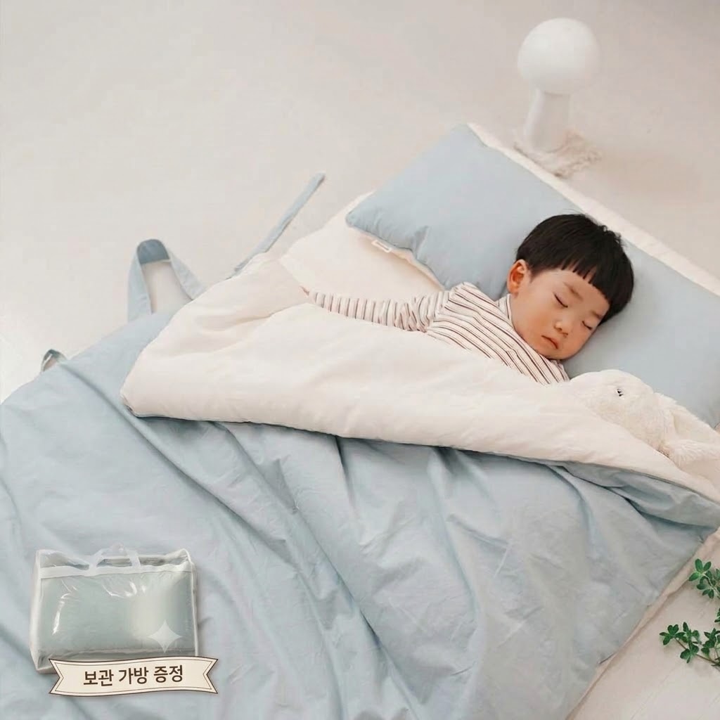 [롤베이비] 사계절 모달 순면 분리형 어린이집 수플레 낮잠이불+패드+베개 (보관가방 증정)