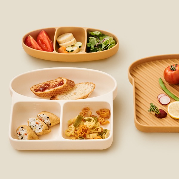 [퍼기] 식빵 5구 이유식 실리콘 디바이더 흡착식판 (+뚜껑)