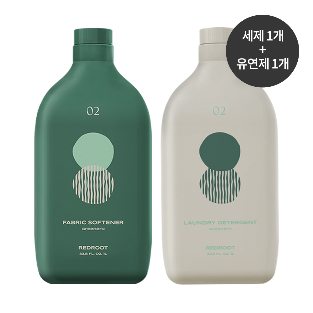 [레드루트] 유아 아기 저자극 비건 세탁세제 1L 1개 + 섬유유연제 1L 1개