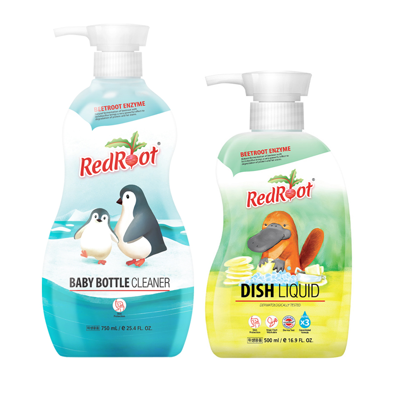 [레드루트] 유아 아기 안심 젖병세정제 750ml 1개 + 주방세제 500ml 1개
